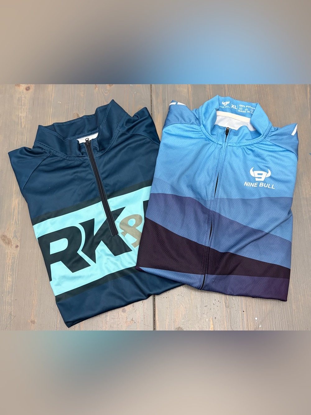 2 Men’s Cycling Jerseys Bundle R&K + Nine Bull Size M & XL Bike Shirts